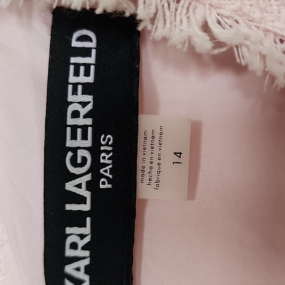 Karl Lagerfeld Women's Soft Pink Tweed Dress Size 14 New - Picture 2 of 9